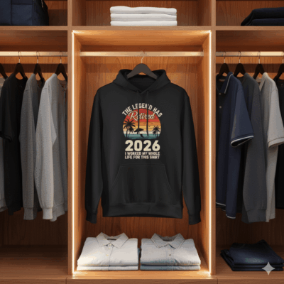 Alternative view of The Legend Has Retired 2026 Worked Whole Life Retirement Hoodie - Long Sleeve - Sweatshirt