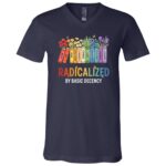 Book Flower Radicalized by Basic Decency Feminist LGBT T-Shirt - V-Neck Shirt, Navy, V-Neck T-Shirt Book Flower Radicalized by Basic Decency Feminist LGBT T-Shirt - V-Neck Shirt, Navy, V-Neck T-Shirt