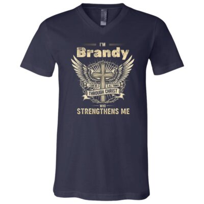 Personalized Name Shirt I Can Do All Thing Through Christ Who Strengthens Me T-Shirt, Navy, V-Neck T-Shirt
