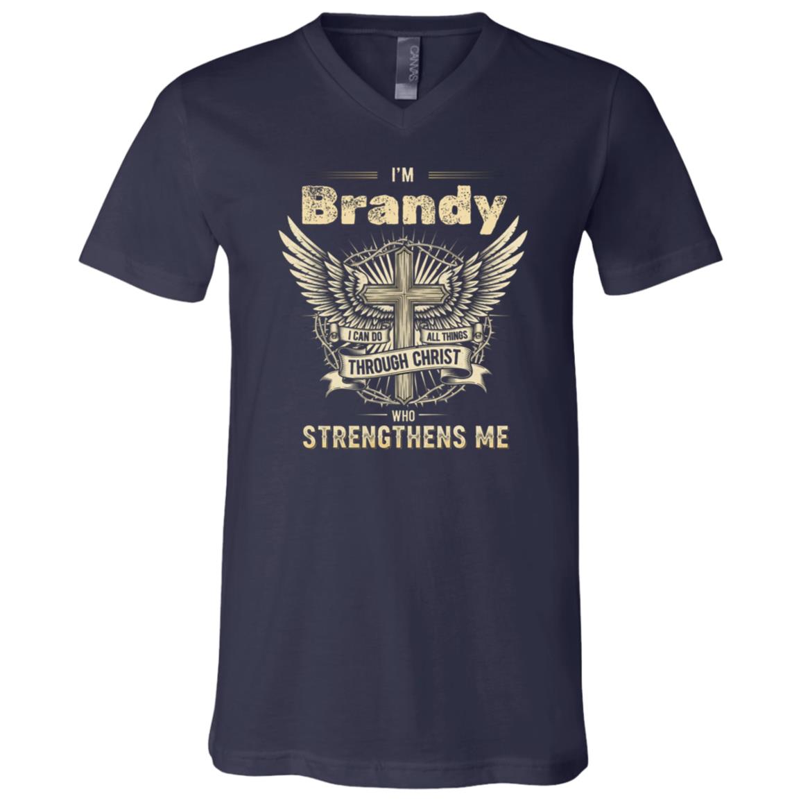 Personalized Name Shirt I Can Do All Thing Through Christ Who Strengthens Me T-Shirt, Navy, V-Neck T-Shirt