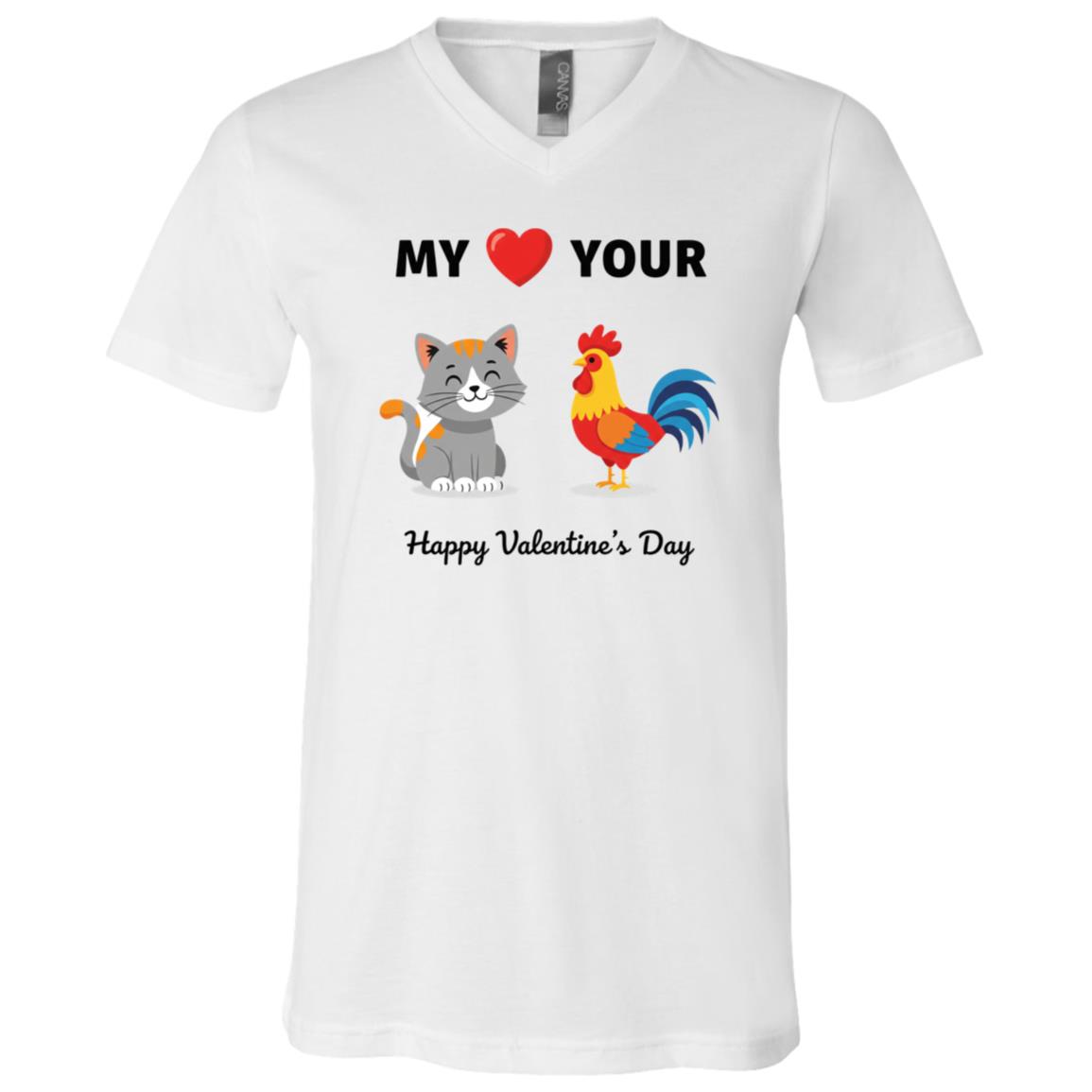 My Your Love Valentine Chicken Cat Funny T-Shirt - V-Neck Shirt, White, V-Neck T-Shirt My Your Love Valentine Chicken Cat Funny T-Shirt - V-Neck Shirt, White, V-Neck T-Shirt