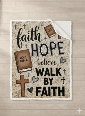 Faith Hope Believe Jesus Walk By Faith Fleece Blanket - Sherpa Blanket