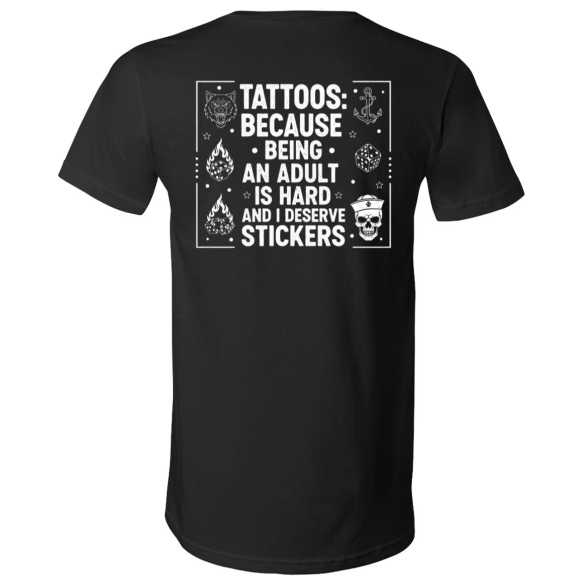Tatoos Because Being An Adult Print On Back T-Shirt - V-Neck Shirt, Black, V-Neck T-Shirt Tatoos Because Being An Adult Print On Back T-Shirt - V-Neck Shirt, Black, V-Neck T-Shirt