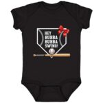 Hey Bubba Bubba Swing Baby Onesie - Baseball Baby Bodysuit, Black, Infant Baby Bodysuit