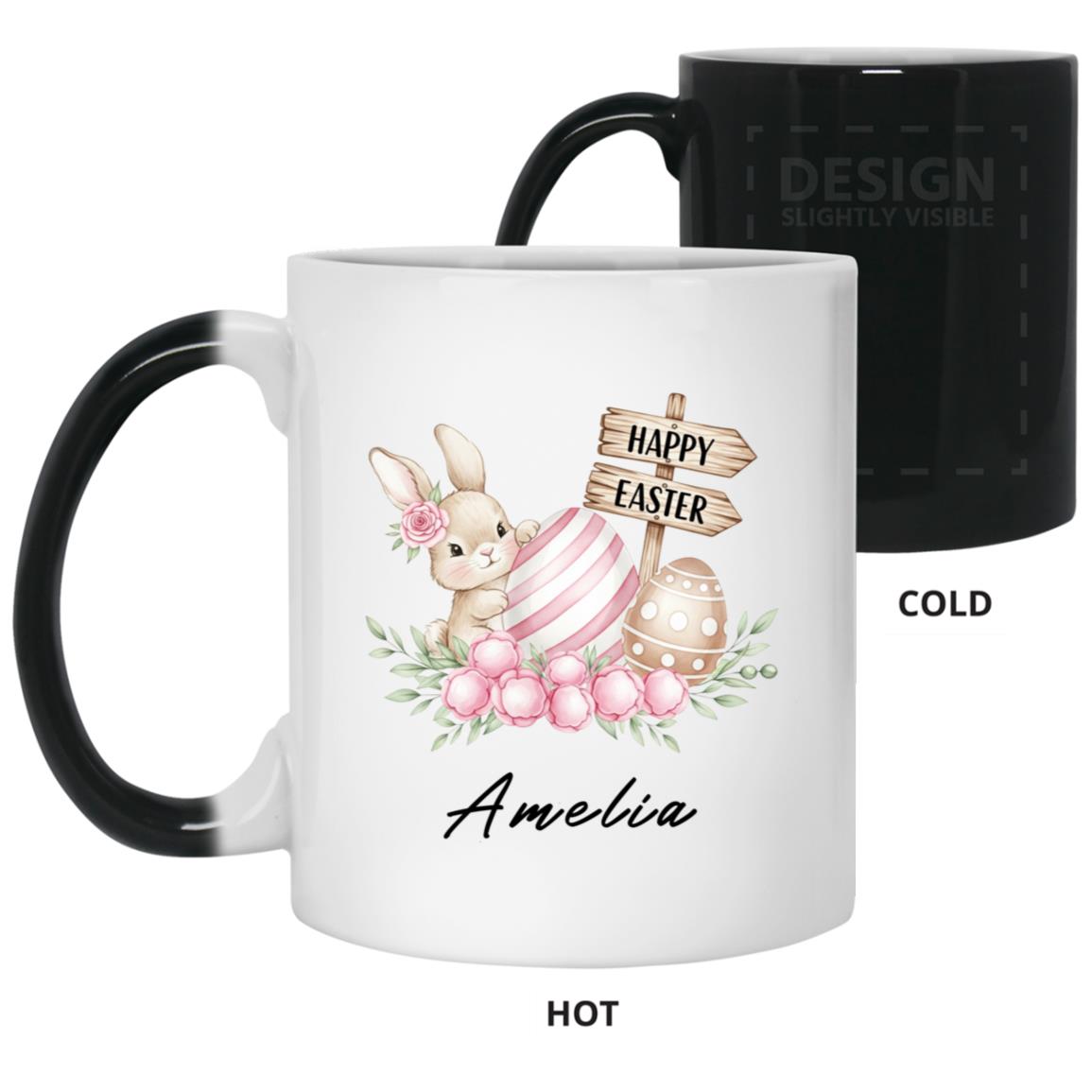 Personalized Name Easter Bunny Pastel Floral Mug – Beer Stein - Easter Gifts, White, 11 oz. Color Changing Mug Personalized Name Easter Bunny Pastel Floral Mug – Beer Stein - Easter Gifts, White, 11 oz. Color Changing Mug