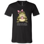 Funny Frog Shirt, Jesus Thinks I’m A Delight Tee, Cute Toad Drinking Coffee Graphic T-Shirt, Black, V-Neck T-Shirt Funny Frog Shirt, Jesus Thinks I’m A Delight Tee, Cute Toad Drinking Coffee Graphic T-Shirt, Black, V-Neck T-Shirt