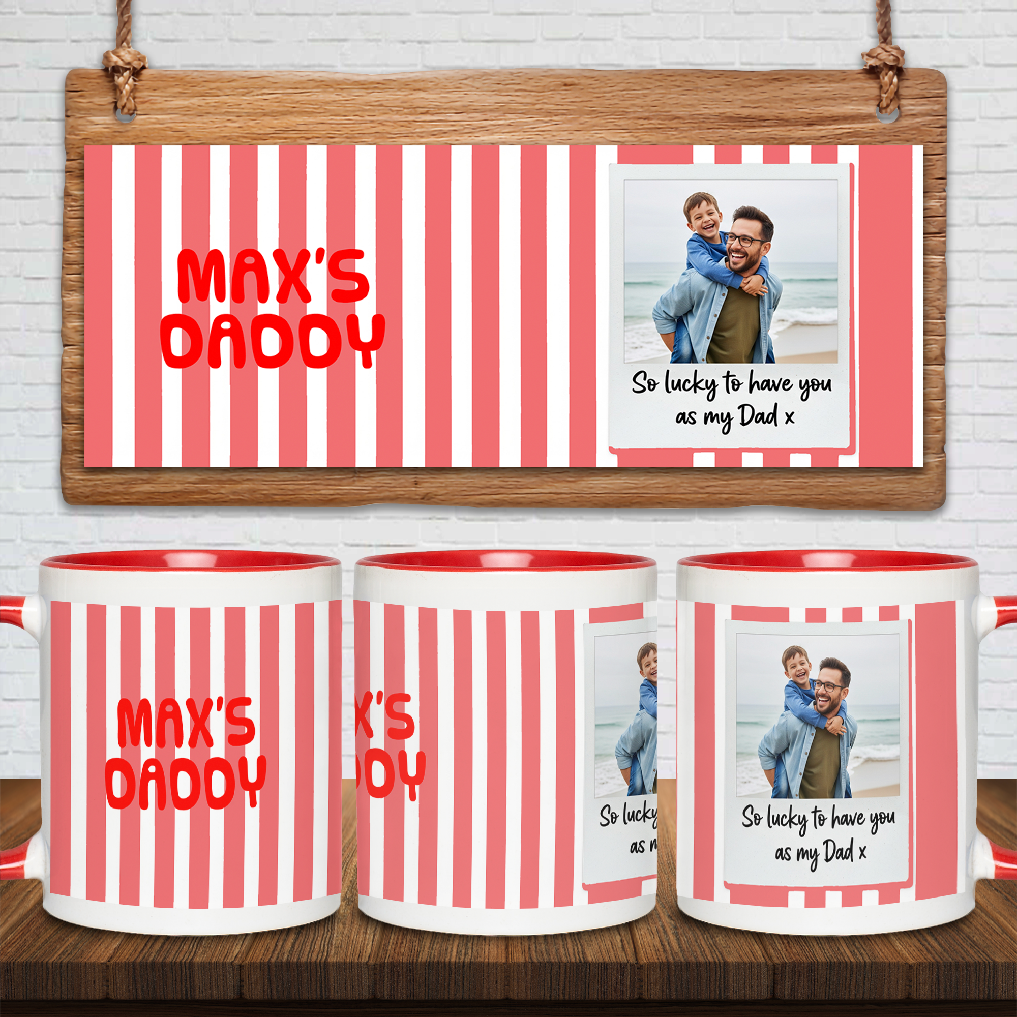 Lucky Dad Full Print Mug Red