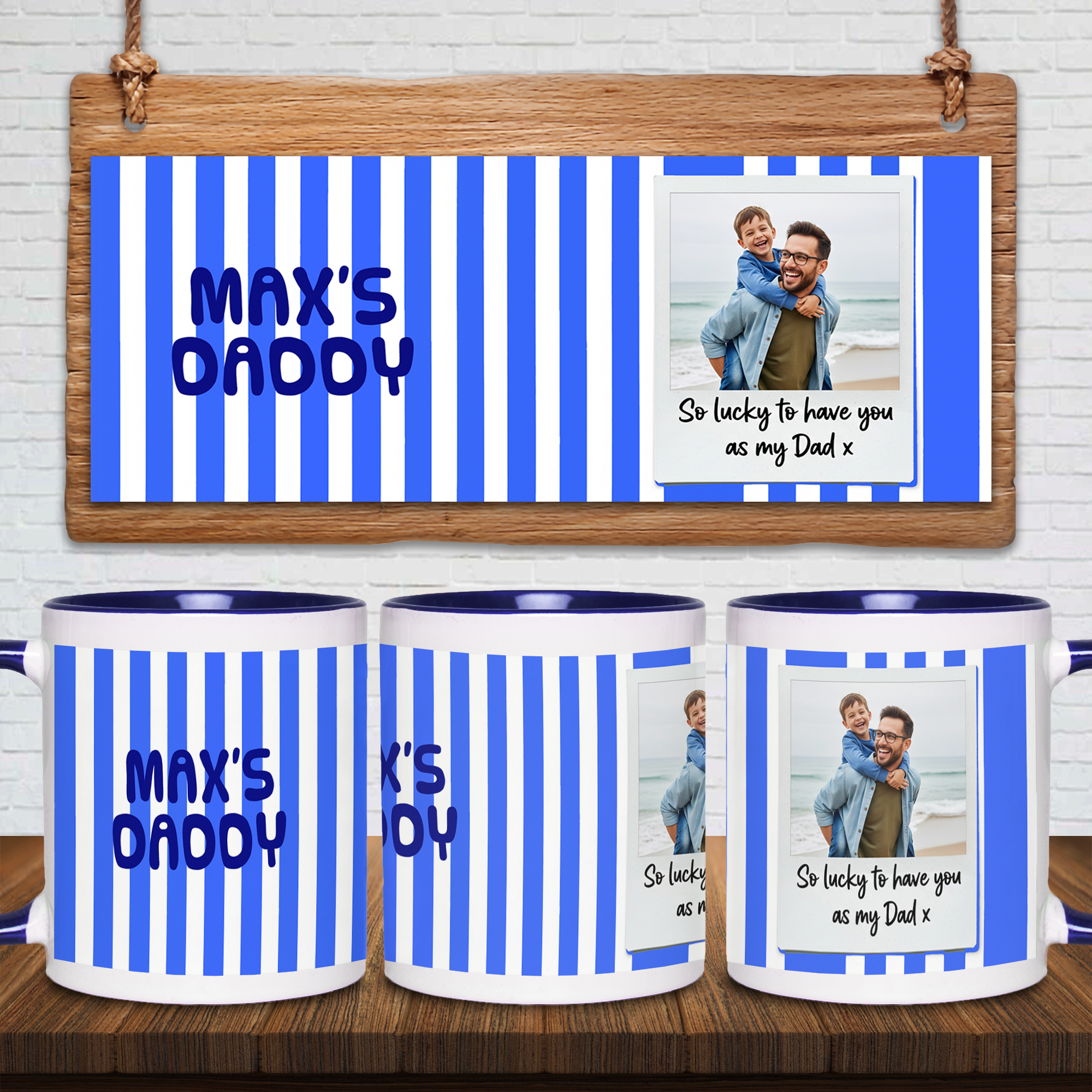 Lucky Dad Full Print Mug BLUE