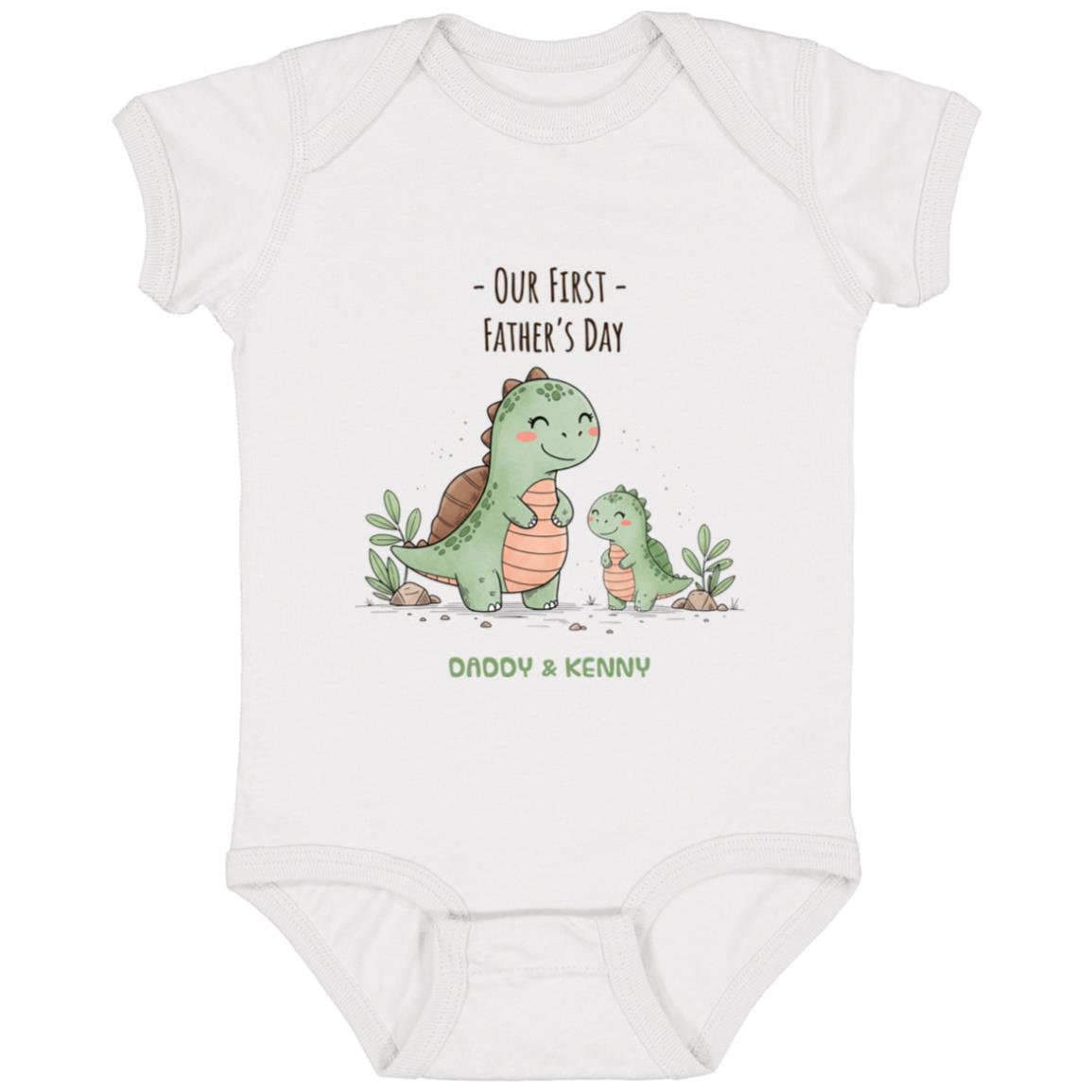 Personalized Name First Father's Day Dinosaur Onesie - Baby Bodysuit Gift for Dad, White, Infant Baby Bodysuit Personalized Name First Father's Day Dinosaur Onesie - Baby Bodysuit Gift for Dad, White, Infant Baby Bodysuit