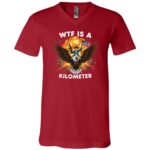 WTF Is A Kilometer Shirt, Funny American Eagle Patriotic T-Shirt, 4th of July Freedom USA Tee, Canvas Red, V-Neck T-Shirt