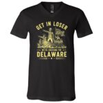 Get In Loser We’re Crossing The Delaware Shirt, Funny George Washington 1776 Patriotic T-Shirt, Black, V-Neck T-Shirt