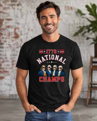 Alternative view of 1776 National Champs Shirt, Founding Fathers Funny Patriotic America T-Shirt, 4th of July Conservative Tee