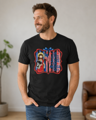 Alternative view of She Loves Jesus And America Too Shirt, Christian Patriotic T-Shirt, Faith USA Flag Gift For Women
