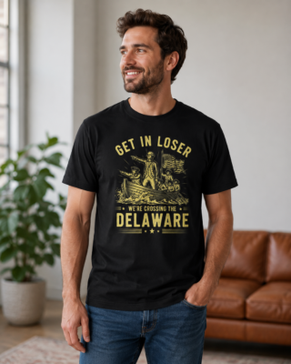 Alternative view of Get In Loser We’re Crossing The Delaware Shirt, Funny George Washington 1776 Patriotic T-Shirt