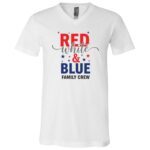 Red White and Blue Family Crew Shirt, Patriotic 4th of July Matching Family T-Shirt, USA Independence Day Tee, White, V-Neck T-Shirt
