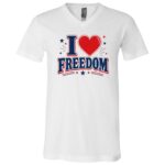 I Love Freedom Shirt, Patriotic 4th of July T-Shirt, Red White Blue USA Freedom Tee, White, V-Neck T-Shirt I Love Freedom Shirt, Patriotic 4th of July T-Shirt, Red White Blue USA Freedom Tee, White, V-Neck T-Shirt