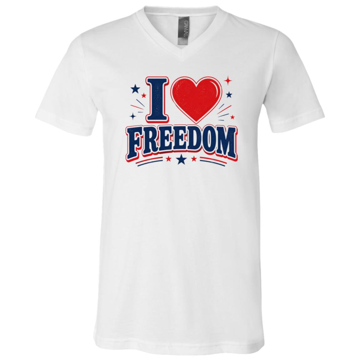 I Love Freedom Shirt, Patriotic 4th of July T-Shirt, Red White Blue USA Freedom Tee, White, V-Neck T-Shirt I Love Freedom Shirt, Patriotic 4th of July T-Shirt, Red White Blue USA Freedom Tee, White, V-Neck T-Shirt