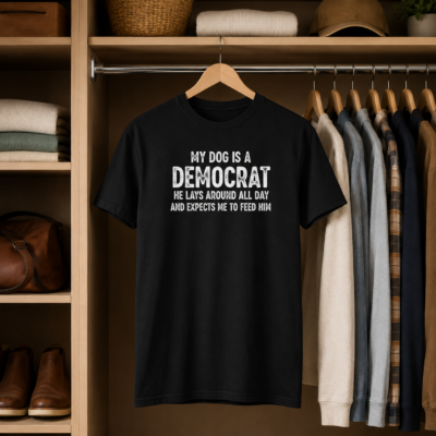 Alternative view of My Dog Is A Democrat Shirt, Funny Political Dog Lover T-Shirt, Pet Owner Humor Tee