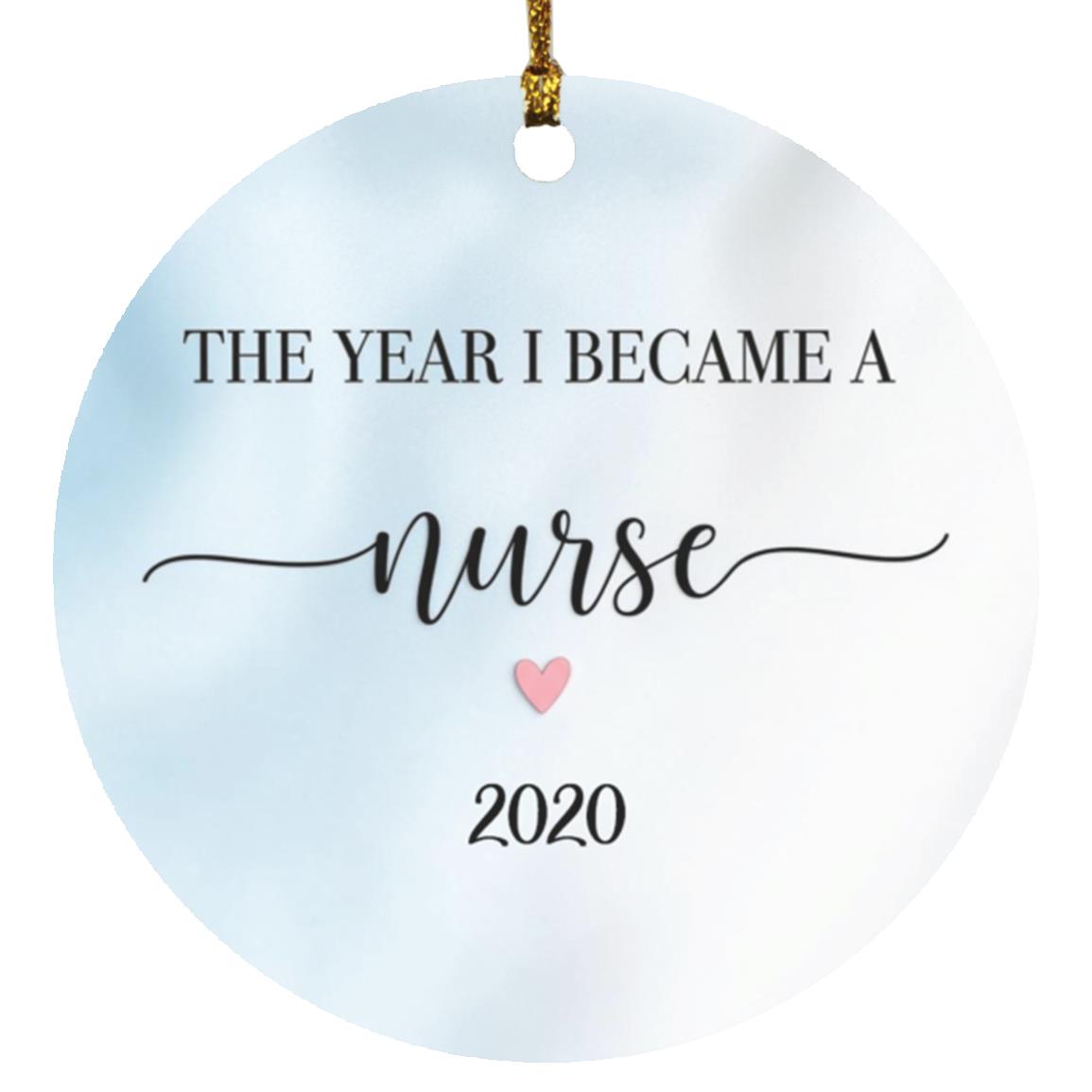 The Year I Became a Nurse Ornament, Personalized Nurse Graduation Christmas Ornament, Nursing School Graduate Gift, White, Circle Ornament The Year I Became a Nurse Ornament, Personalized Nurse Graduation Christmas Ornament, Nursing School Graduate Gift, White, Circle Ornament