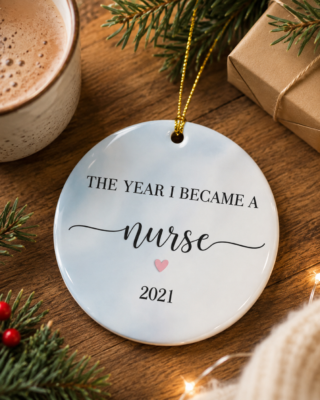 Alternative view of The Year I Became a Nurse Ornament, Personalized Nurse Graduation Christmas Ornament, Nursing School Graduate Gift