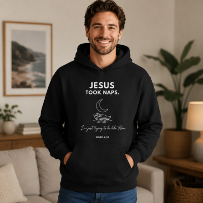 Alternative view of Jesus Took Naps Shirt, Christian Faith Hoodie Sweatshirt Long Sleeve, Funny Bible Verse Mark 4:38 Gift