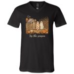 ’Tis The Season Ghost Halloween Shirt, Cute Fall Pumpkin Corn Maze T-Shirt, Cozy Autumn Spooky Season Tee, Black, V-Neck T-Shirt