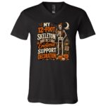 My 12 Foot Skeleton Is My Emotional Support Decoration Shirt, Funny Halloween Skeleton T-Shirt, Black, V-Neck T-Shirt My 12 Foot Skeleton Is My Emotional Support Decoration Shirt, Funny Halloween Skeleton T-Shirt, Black, V-Neck T-Shirt