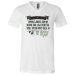 If You Can Read This Put Me Back In My Camp Chair Shirt, Funny Camping Shirt, Outdoor Lover Gift Tee, White, V-Neck T-Shirt
