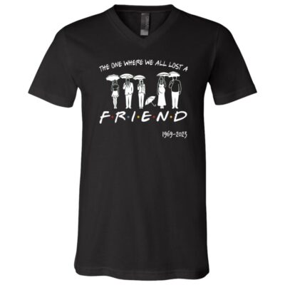 Memorial Friend T-Shirt, The One Where We All Lost A Friend Shirt, Funny TV Inspired Tribute Tee, 1969-2023 Unisex Shirt, Black, V-Neck T-Shirt