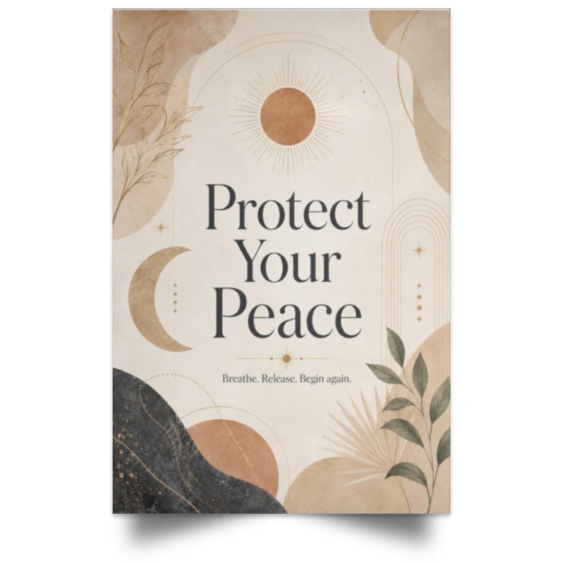 Protect Your Peace Canvas Wall Art, Breathe Release Begin Again Poster, Neutral Boho Inspirational Bedroom Decor, White, Unframed Poster Protect Your Peace Canvas Wall Art, Breathe Release Begin Again Poster, Neutral Boho Inspirational Bedroom Decor, White, Unframed Poster