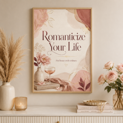 Alternative view of Romanticize Your Life Canvas Wall Art, Find Beauty in the Ordinary Poster, Blush Pink Feminine Boho Bedroom Decor