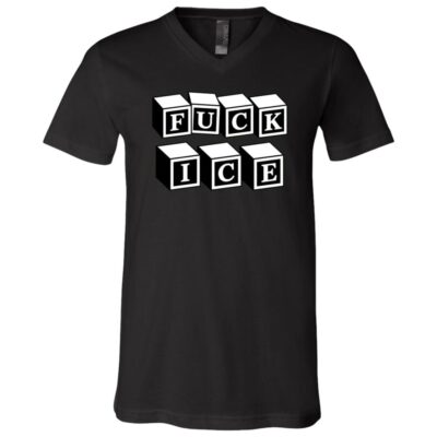 Fuck ICE Shirt, Anti ICE Protest T-Shirt, Immigration Rights Political Graphic Tee, Black, V-Neck T-Shirt