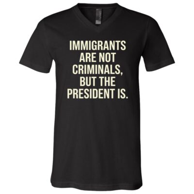 Immigrants Are Not Criminals Shirt, Anti Trump Political T-Shirt, Immigrant Rights Protest Tee, Black, V-Neck T-Shirt