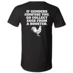 If Genders Confuse You Go Collect Eggs From a Rooster Back Print Shirt, Funny Farm Humor Graphic T-Shirt, Black, V-Neck T-Shirt If Genders Confuse You Go Collect Eggs From a Rooster Back Print Shirt, Funny Farm Humor Graphic T-Shirt, Black, V-Neck T-Shirt