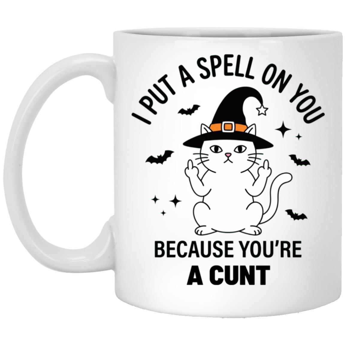 I Put a Spell on You Cat Mug, Funny Halloween Color Changing Mug, Rude Witchy Cat Coffee Cup, Adult Humor Gift, White, 11 oz. White Mug I Put a Spell on You Cat Mug, Funny Halloween Color Changing Mug, Rude Witchy Cat Coffee Cup, Adult Humor Gift, White, 11 oz. White Mug