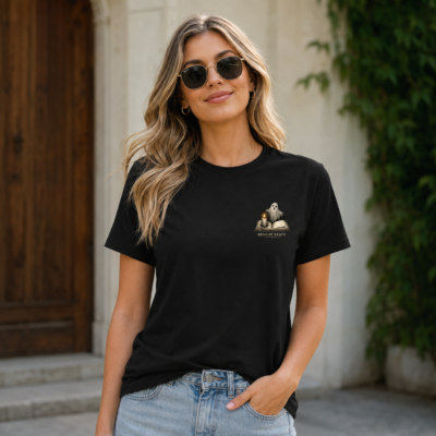 Alternative view of Booked for the Afterlife Shirt, Read in Peace Ghost Book Lover T-Shirt, Gothic Halloween Front and Back Print Tee, Dark Academia Spooky Reader Shirt