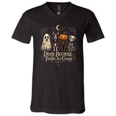 Dogs Because People Are Creepy, Black, V-Neck T-Shirt