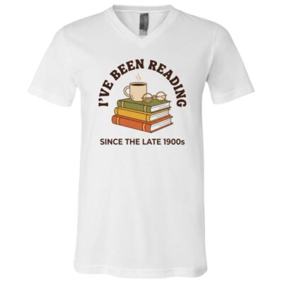 I've Been Reading Book, White, V-Neck T-Shirt