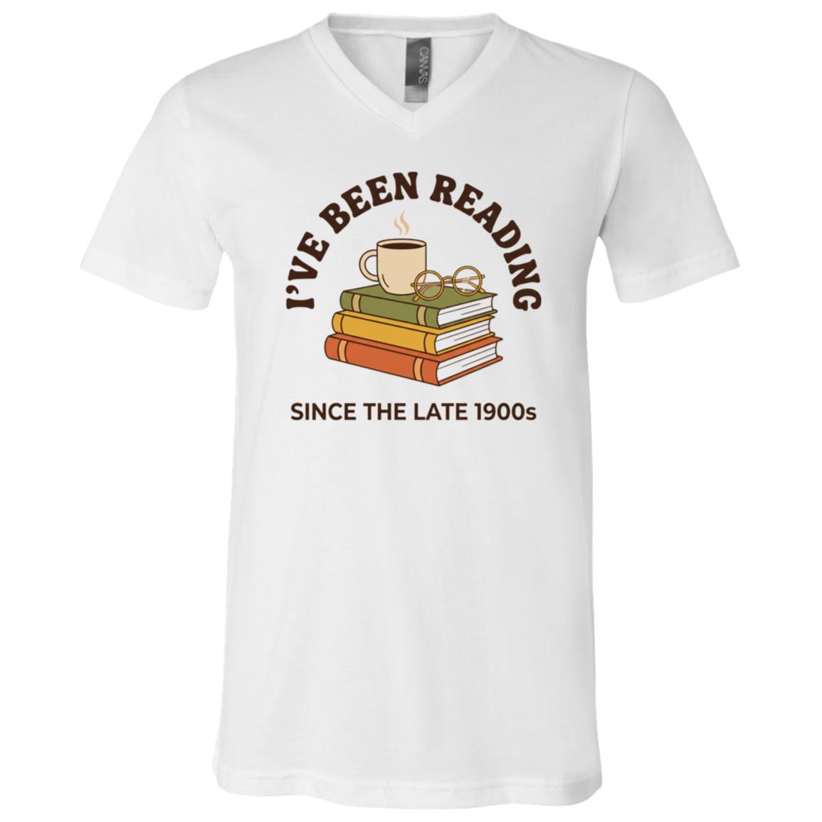 I've Been Reading Book, White, V-Neck T-Shirt