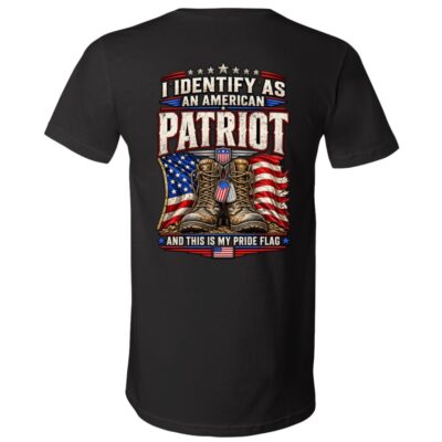 I Identify As An American Patriot Shirt – My Pride Flag Back Print T-Shirt,, Black, V-Neck T-Shirt