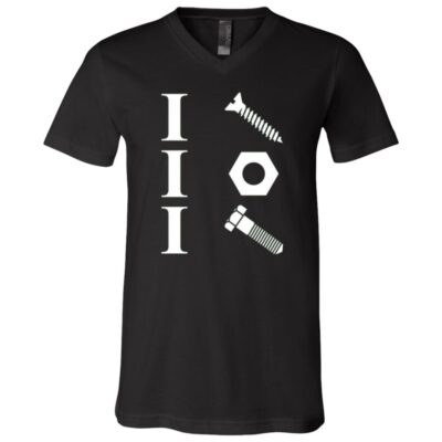 I Screw I Nut I Bolt Shirt, Funny Mechanic Hardware Rebus Joke Tee, Mechanic Gift Unisex T-Shirt & V-Neck, Black, V-Neck T-Shirt