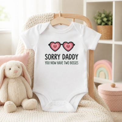 Alternative view of Sorry Daddy You Now Have Two Bosses Baby Onesie, Funny Baby Girl Bodysuit, New Dad Gift, Daddy Announcement Outfit, Cute Infant Romper