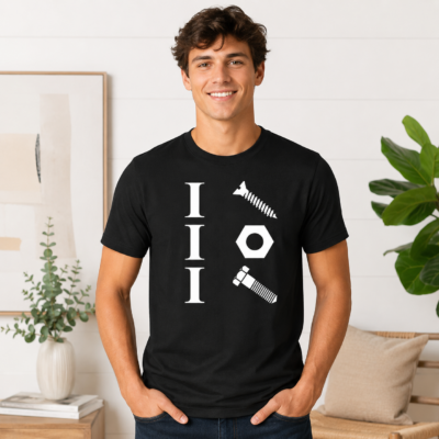 Alternative view of I Screw I Nut I Bolt Shirt, Funny Mechanic Hardware Rebus Joke Tee, Mechanic Gift Unisex T-Shirt & V-Neck