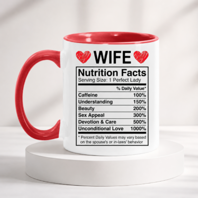 Alternative view of Wife Nutrition Facts Accent Mug, Funny Wife Coffee Mug, Gift for Wife from Husband, Anniversary Gift for Her