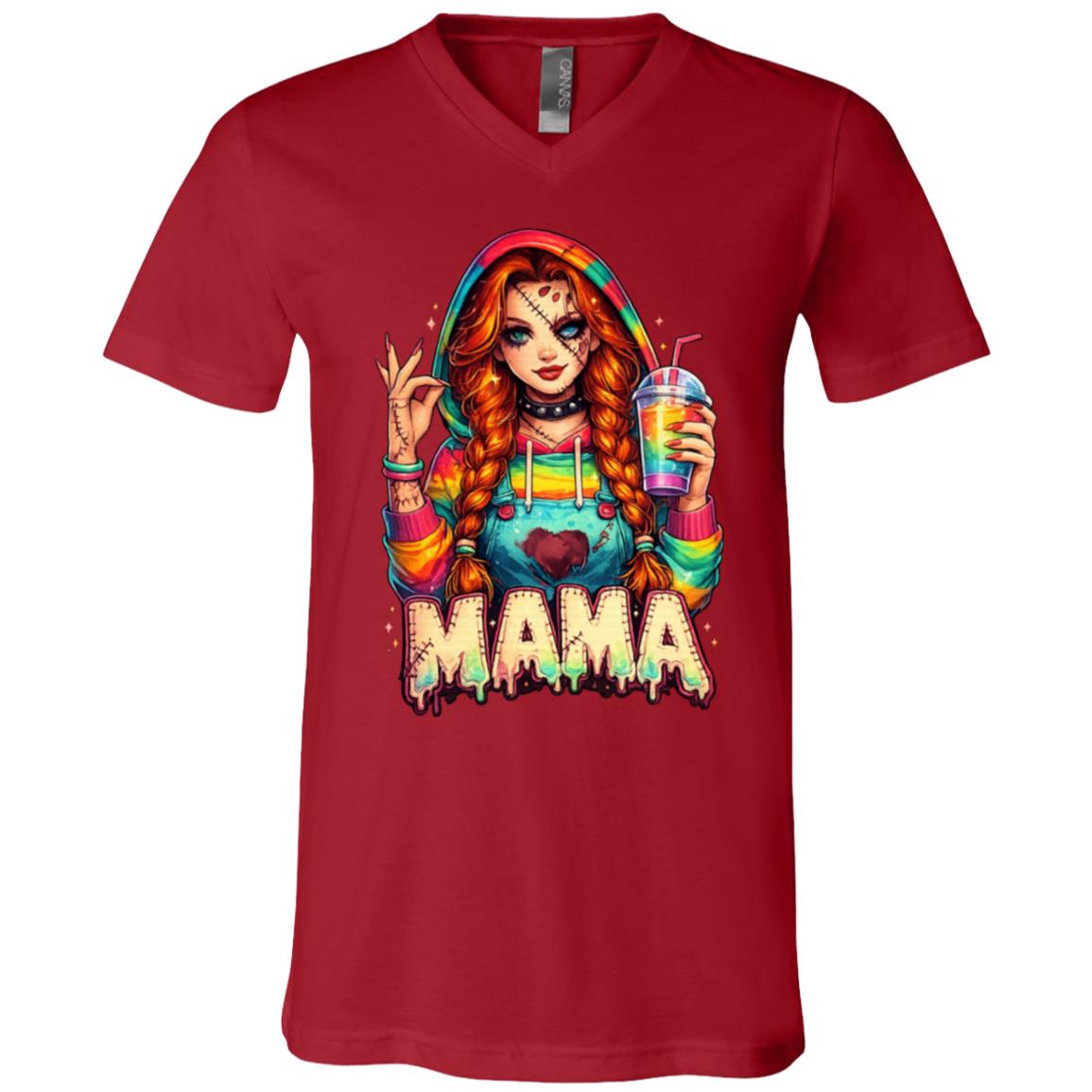 Custom Halloween Mama Shirt, Personalized Horror Character Tee, Spooky Mom T-Shirt, Creepy Halloween Graphic Shirt,, Canvas Red, V-Neck T-Shirt Custom Halloween Mama Shirt, Personalized Horror Character Tee, Spooky Mom T-Shirt, Creepy Halloween Graphic Shirt,, Canvas Red, V-Neck T-Shirt