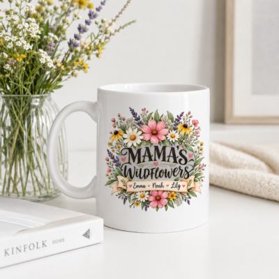 Alternative view of Personalized Mama’s Wildflowers Mug, Custom Kids Names Coffee Cup, Floral Mom Mug, Mother’s Day Gift for Mom