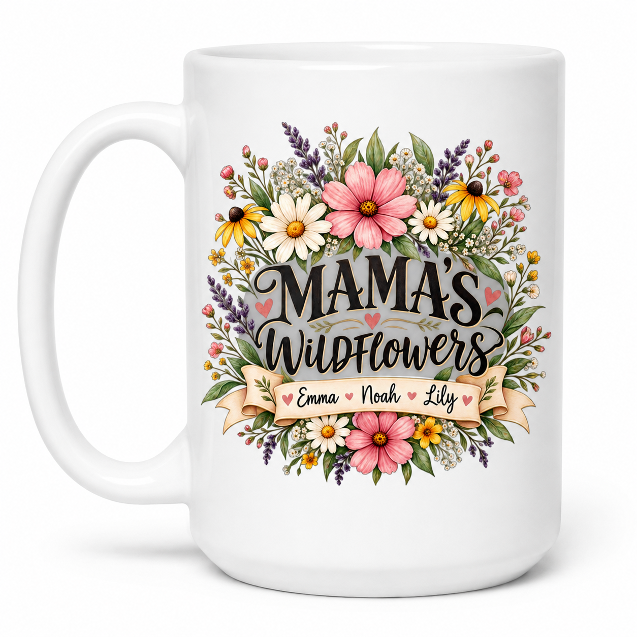 Personalized Mama’s Wildflowers Mug, Custom Kids Names Coffee Cup, Floral Mom Mug, Mother’s Day Gift for Mom - Image 6