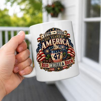 Alternative view of 1776–2026 250 Years of America Mug, Red White & Brew Coffee Cup, USA 250th Anniversary Patriotic Mug, America 250 Gift