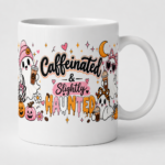 Caffeinated & Slightly Haunted Halloween Mug, Cute Pink Ghost Coffee Cup, Spooky Season Gift for Her - Thumbnail Image 5
