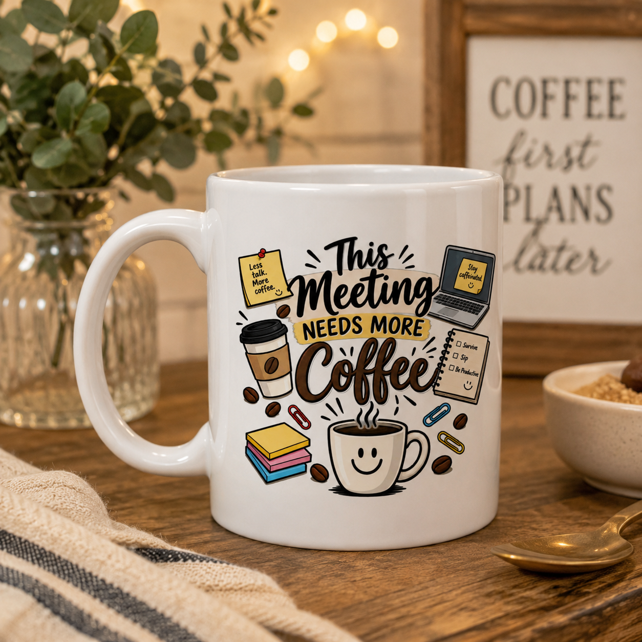 This Meeting Needs More Coffee Mug, Funny Coworker Coffee Cup, Office Humor Gift for Employee Boss - Image 4